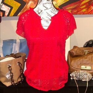 Shannon Ford Women's Red Lace Top size large
